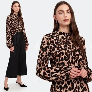 New BAUM UND PFERDGARTEN Mei Blouson Sleeve Leopard Print Top Size 40 FR/10 US
